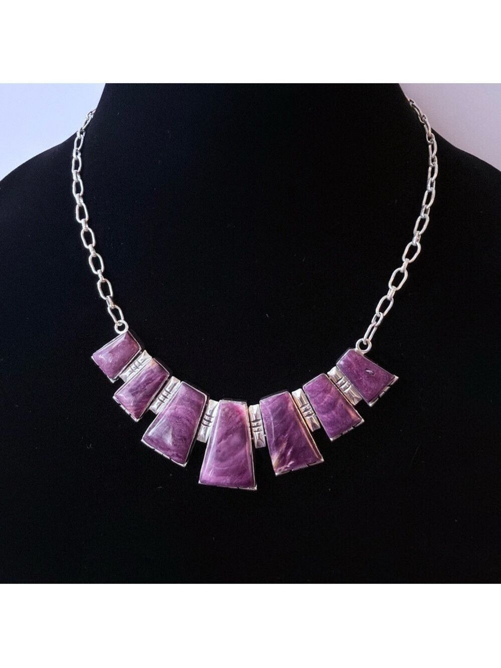 NAVAJO ROGER SKEET PURPLE SPINY OYSTER STERLING SILVER NATIVE AMERICAN N… - Picture 3 of 9